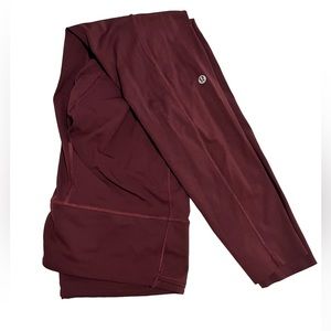 Lululemon burgundy Fast and Free Tight 28" size 14